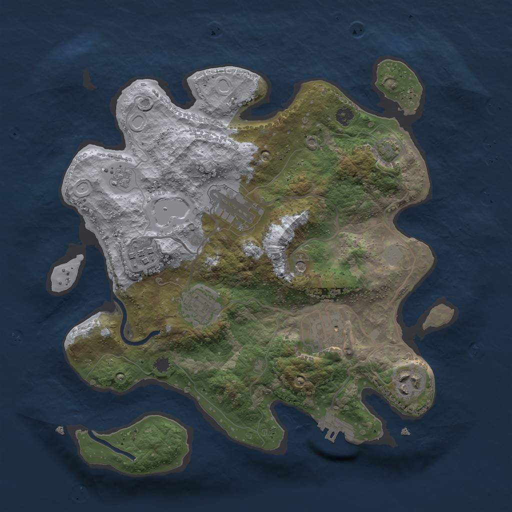 Rust Map: Procedural Map, Size: 3000, Seed: 1059157824, 12 Monuments