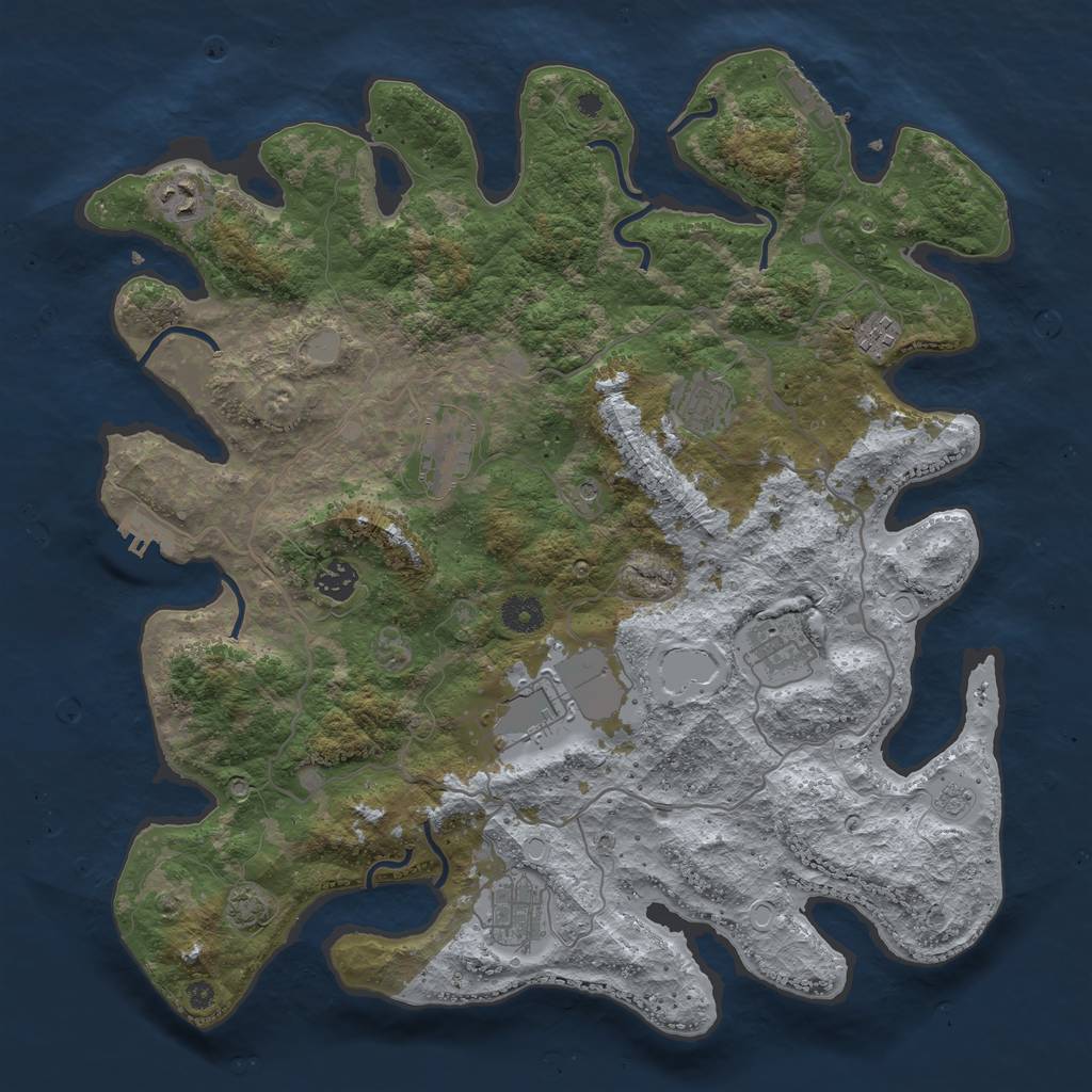 Rust Map: Procedural Map, Size: 4000, Seed: 990236, 16 Monuments