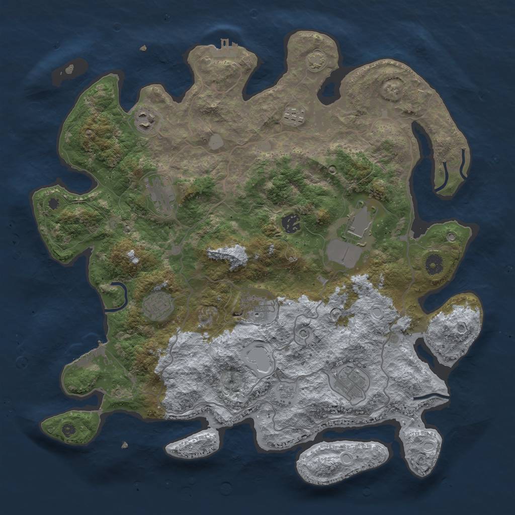 Rust Map: Procedural Map, Size: 4000, Seed: 197026506, 16 Monuments