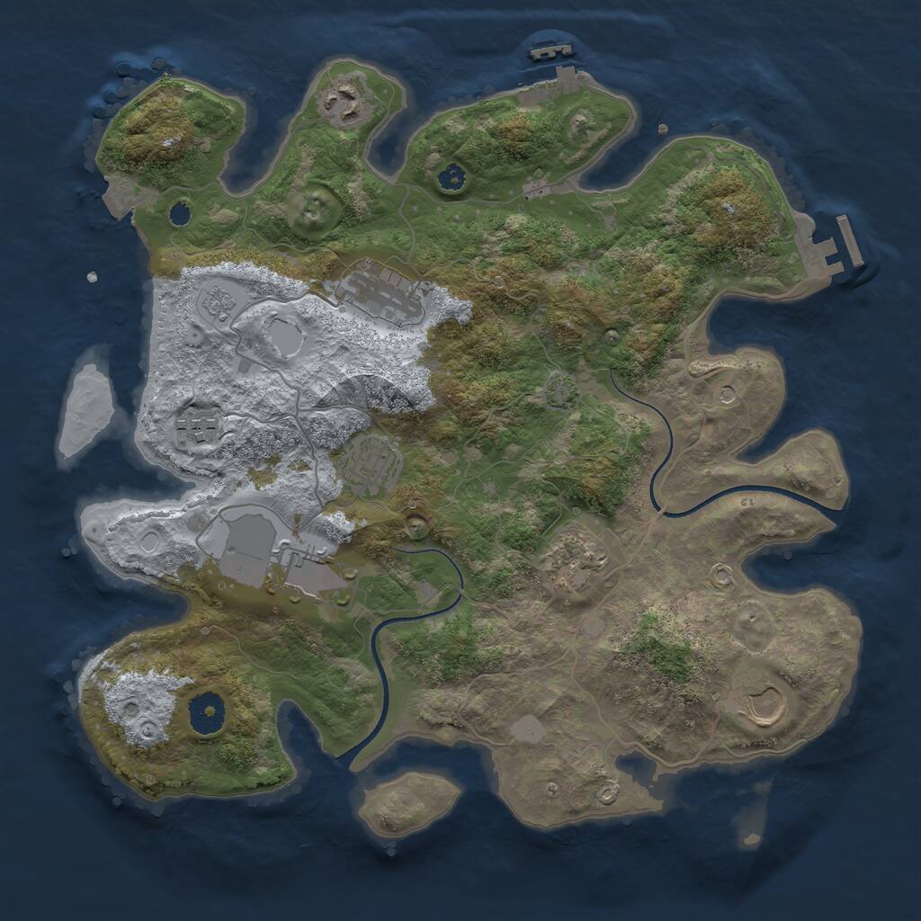Rust Map: Procedural Map, Size: 3500, Seed: 393221, 13 Monuments