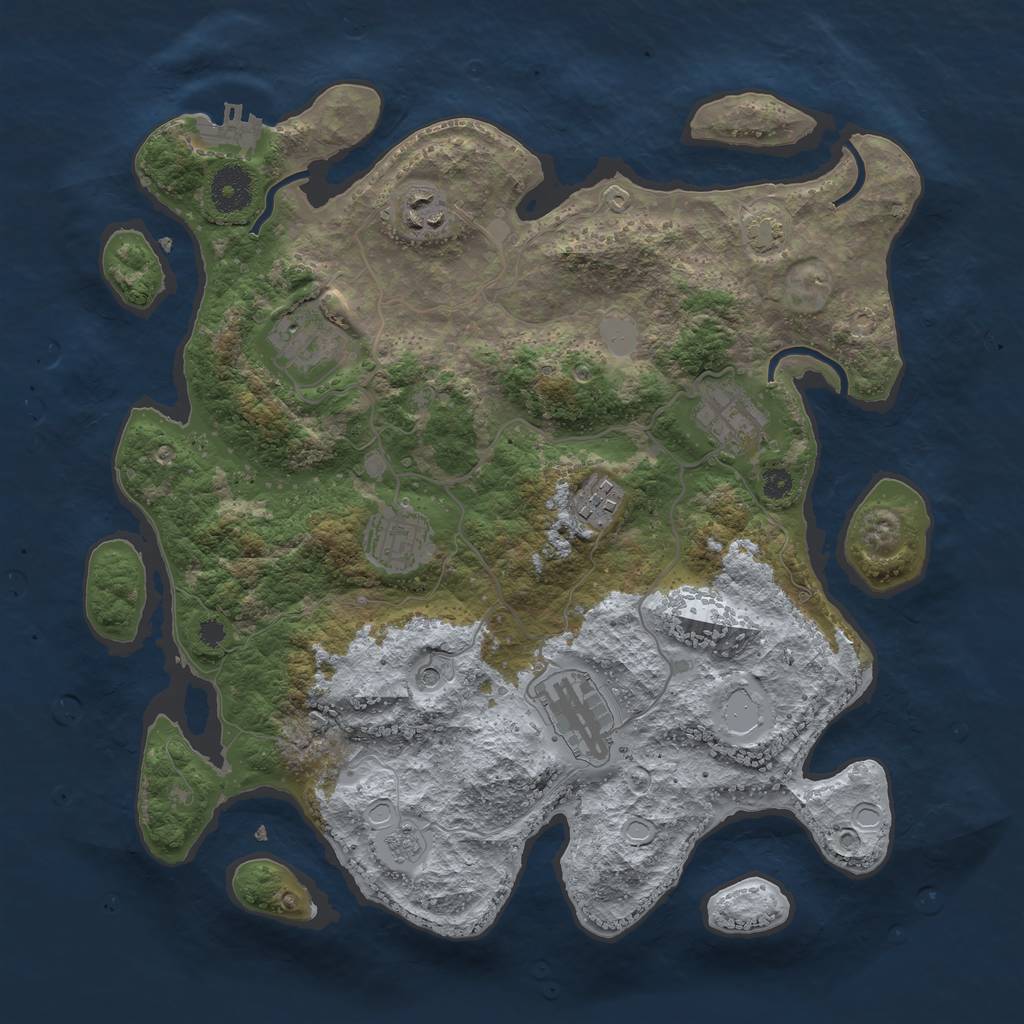 Rust Map: Procedural Map, Size: 3450, Seed: 18002239, 13 Monuments