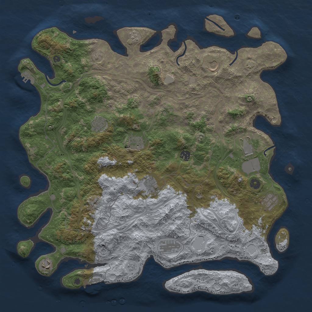 Rust Map: Procedural Map, Size: 4500, Seed: 2117717261, 18 Monuments