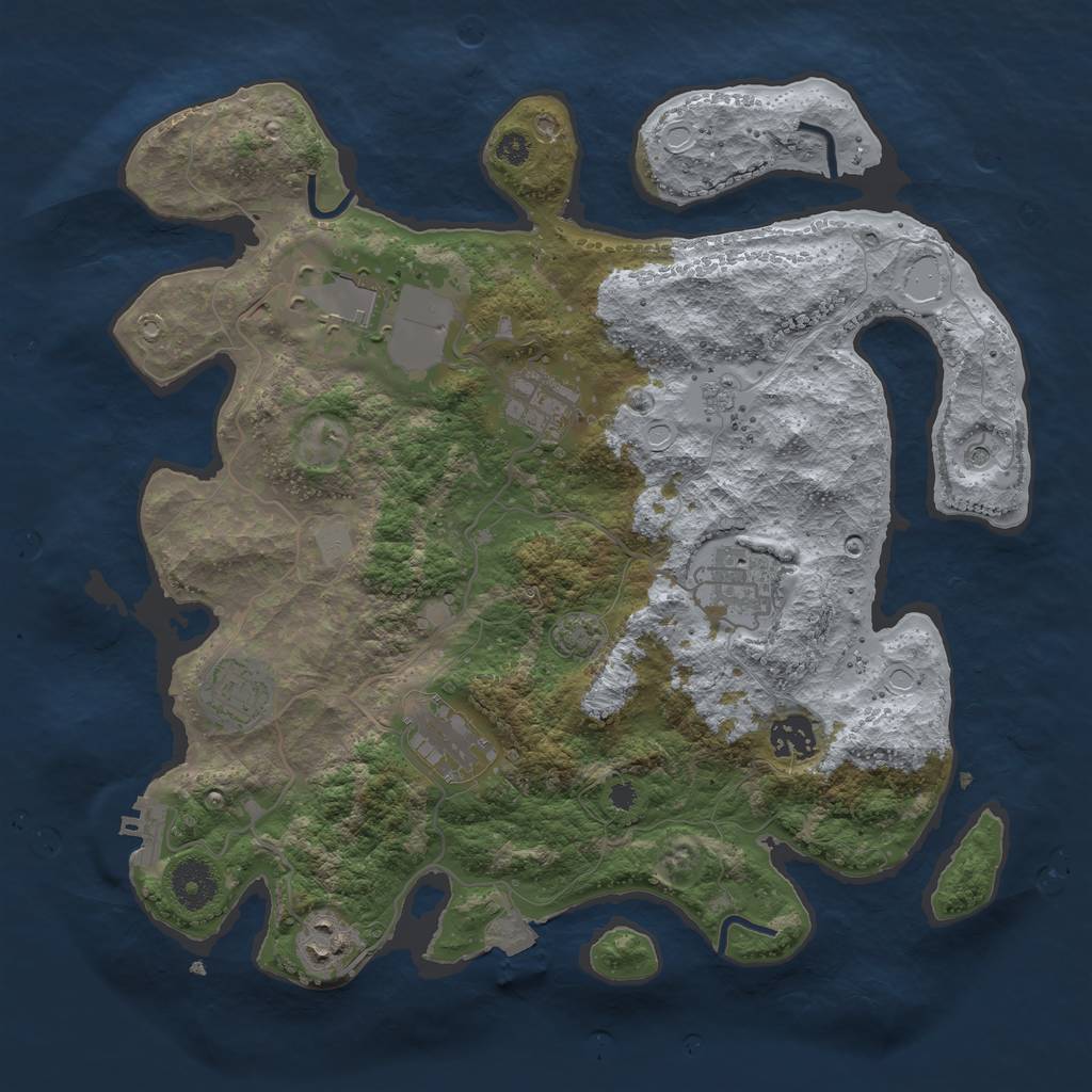 Rust Map: Procedural Map, Size: 3500, Seed: 654452892, 14 Monuments