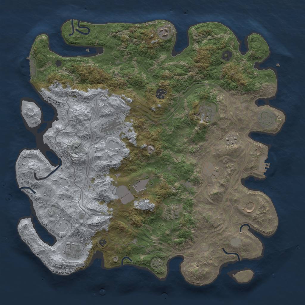 Rust Map: Procedural Map, Size: 4250, Seed: 173520807, 19 Monuments