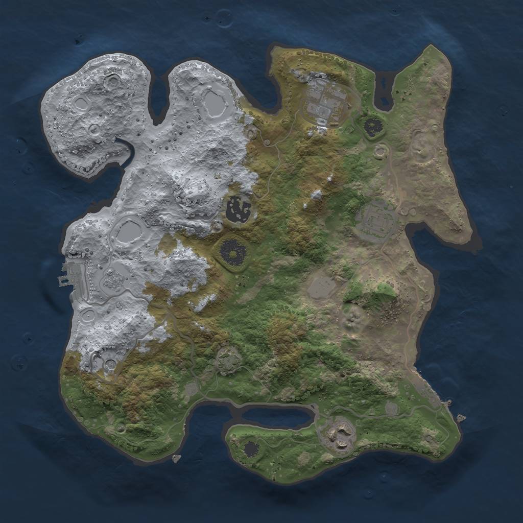 Rust Map: Procedural Map, Size: 3000, Seed: 37465, 12 Monuments