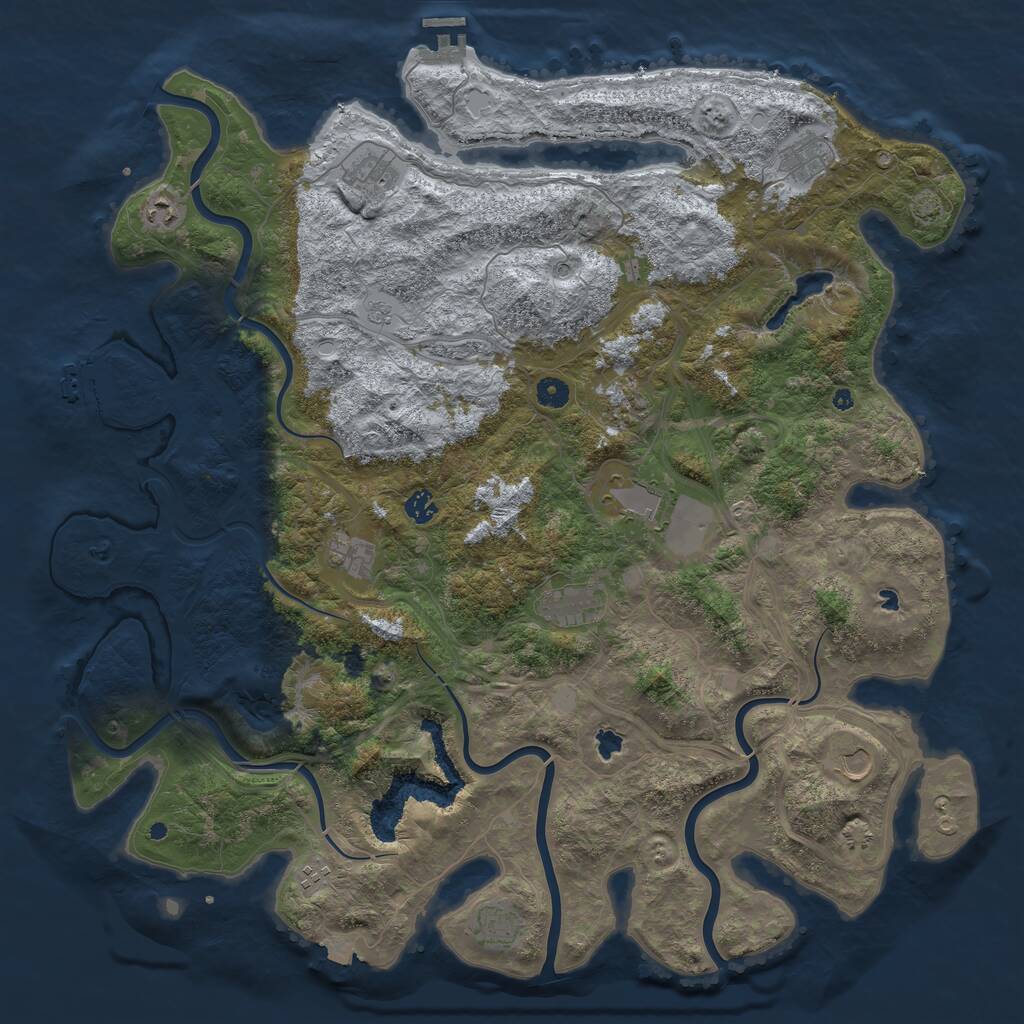 Rust Map: Procedural Map, Size: 4800, Seed: 678436056, 17 Monuments