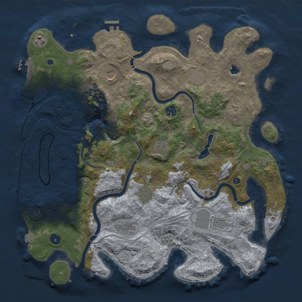 Rust Map: Procedural Map, Size: 4250, Seed: 1957431311, 16 Monuments