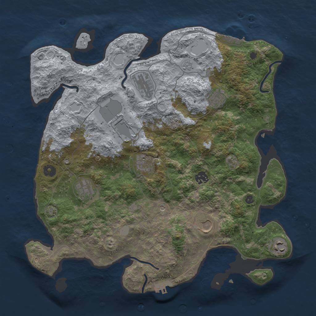 Rust Map: Procedural Map, Size: 3750, Seed: 65546420, 17 Monuments