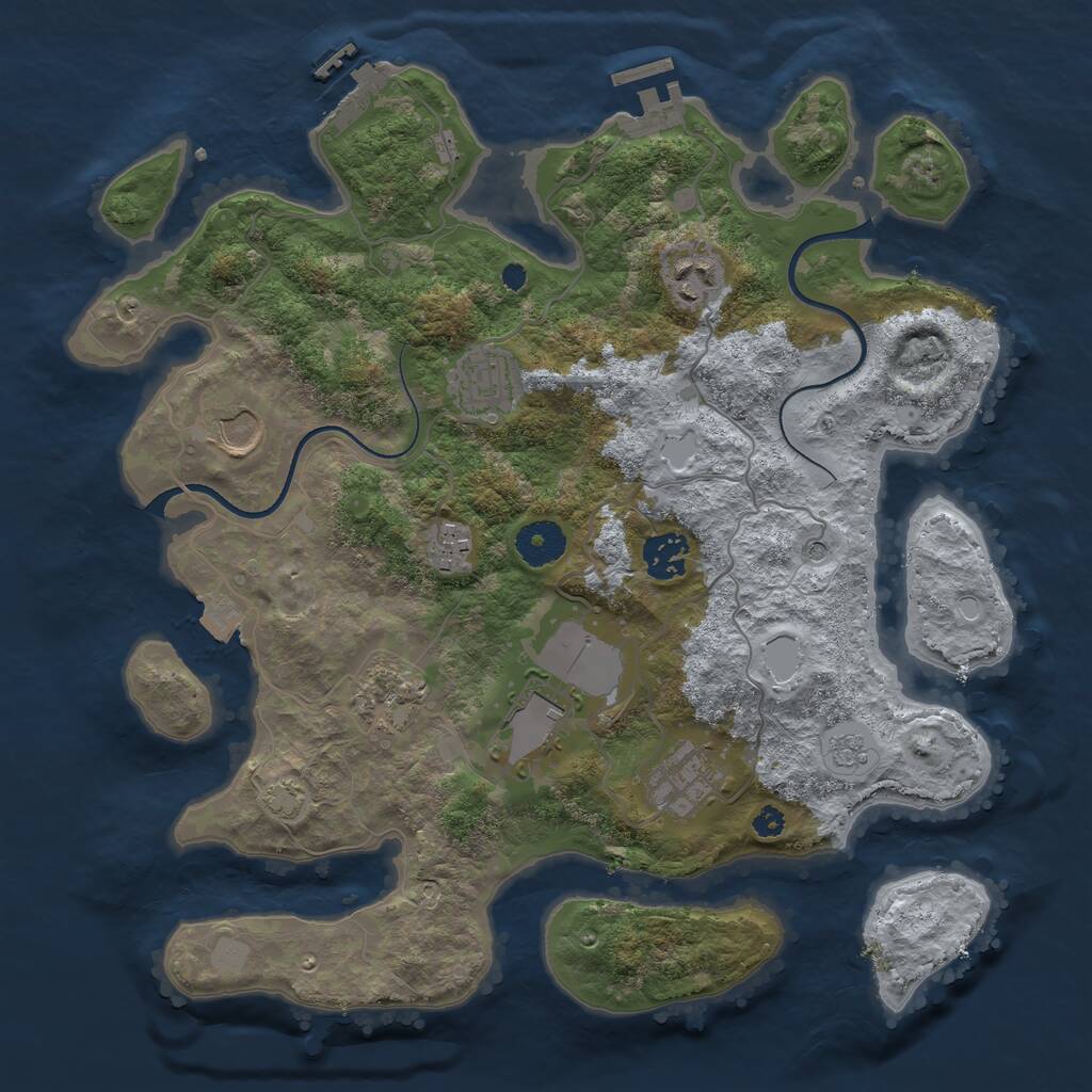 Rust Map: Procedural Map, Size: 3500, Seed: 72216110, 14 Monuments
