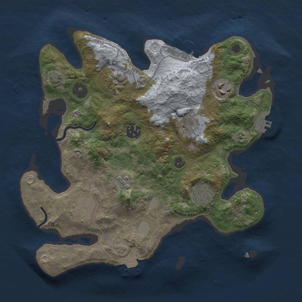Rust Map: Procedural Map, Size: 3000, Seed: 1752360053, 13 Monuments