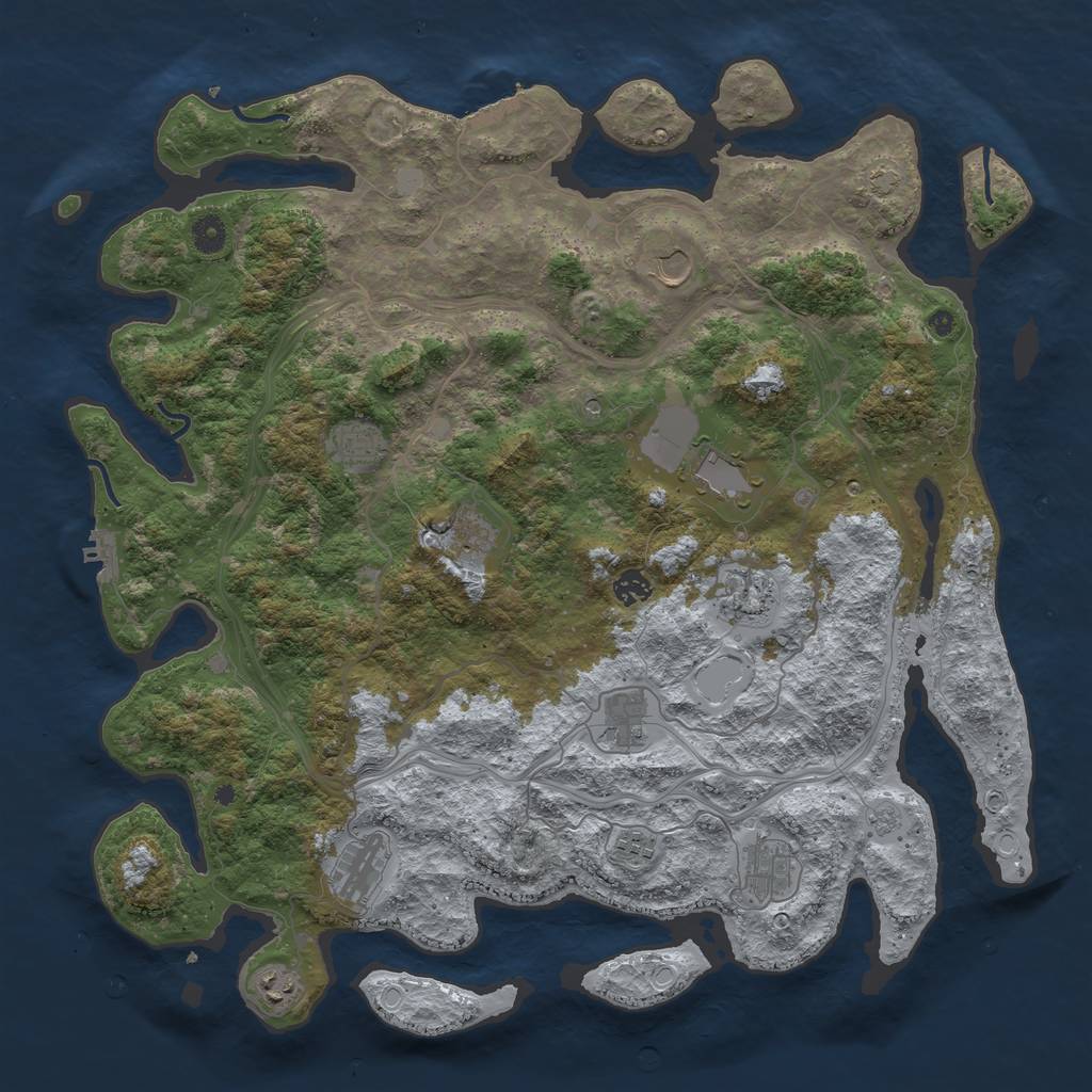 Rust Map: Procedural Map, Size: 4500, Seed: 4287956, 19 Monuments