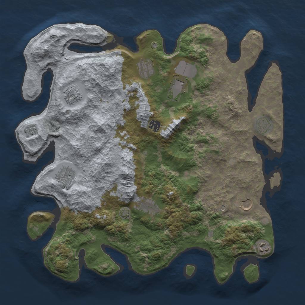 Rust Map: Barren, Size: 3950, Seed: 82457383, 14 Monuments
