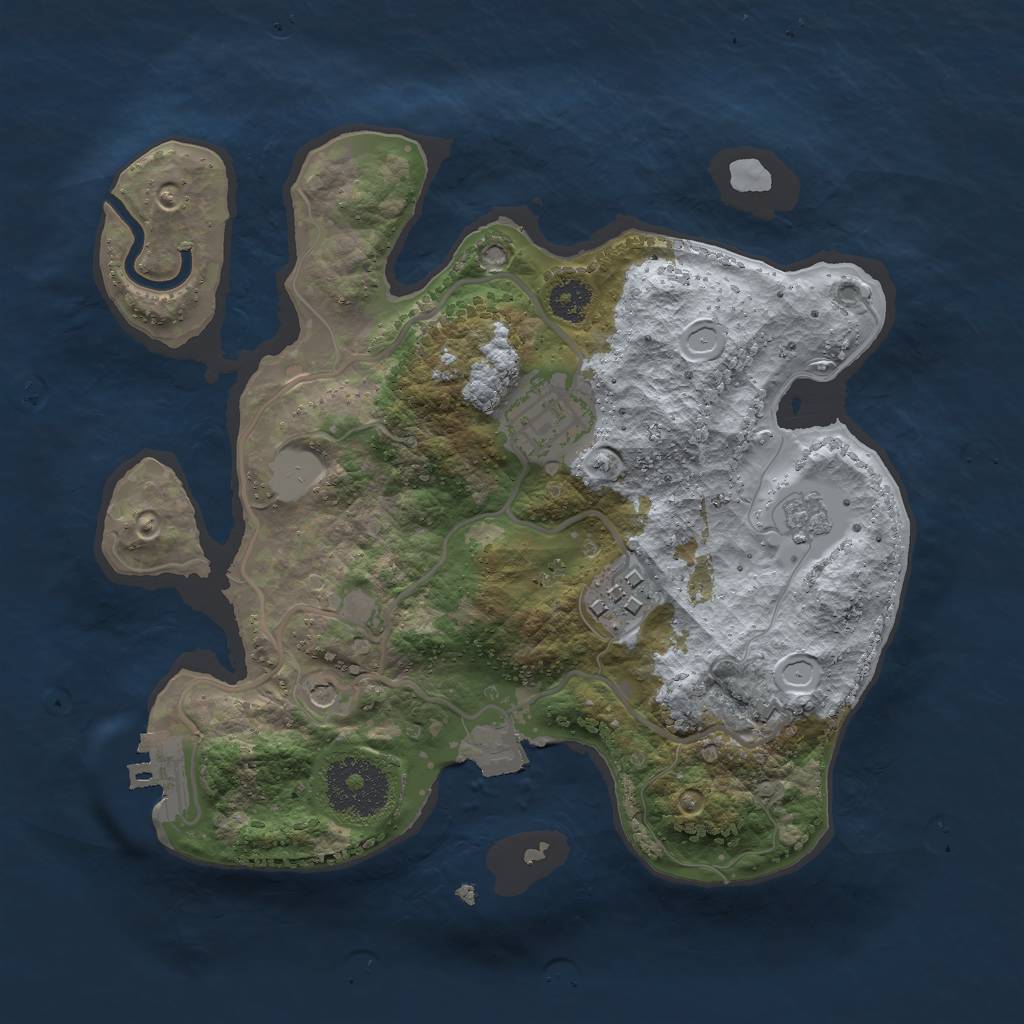 Rust Map: Procedural Map, Size: 2500, Seed: 240050940, 8 Monuments