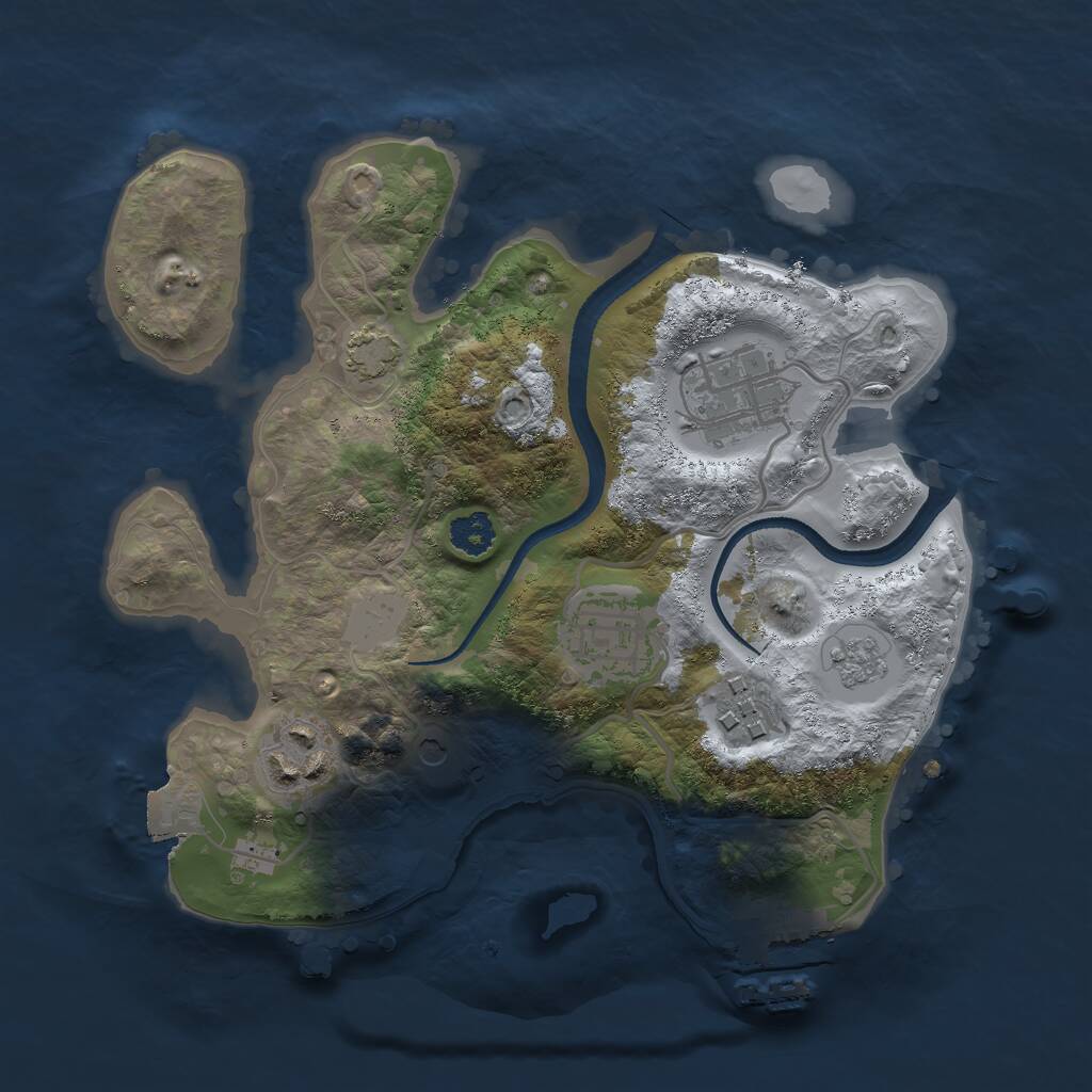 Rust Map: Procedural Map, Size: 2500, Seed: 240050940, 9 Monuments