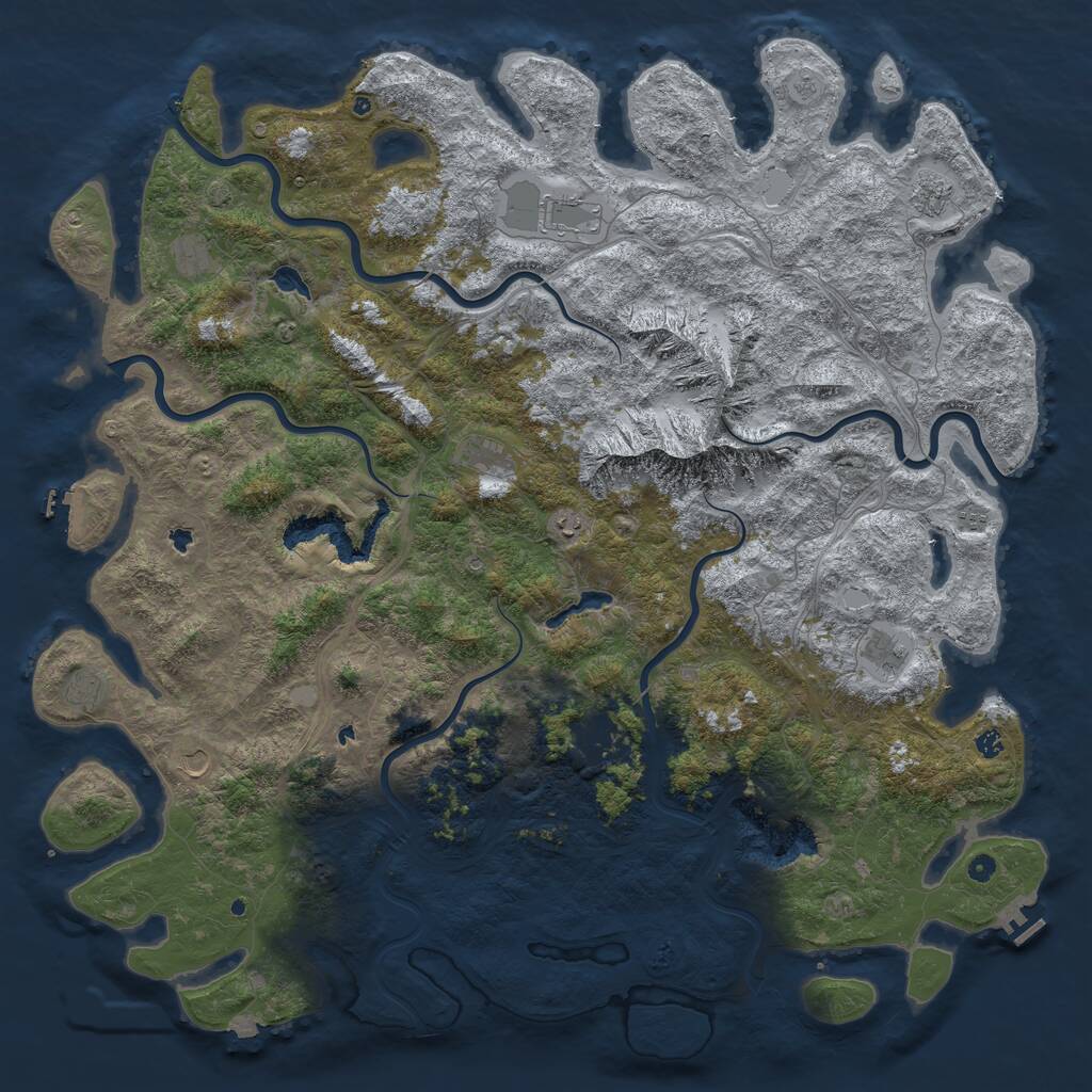 Rust Map: Procedural Map, Size: 6000, Seed: 33297, 17 Monuments