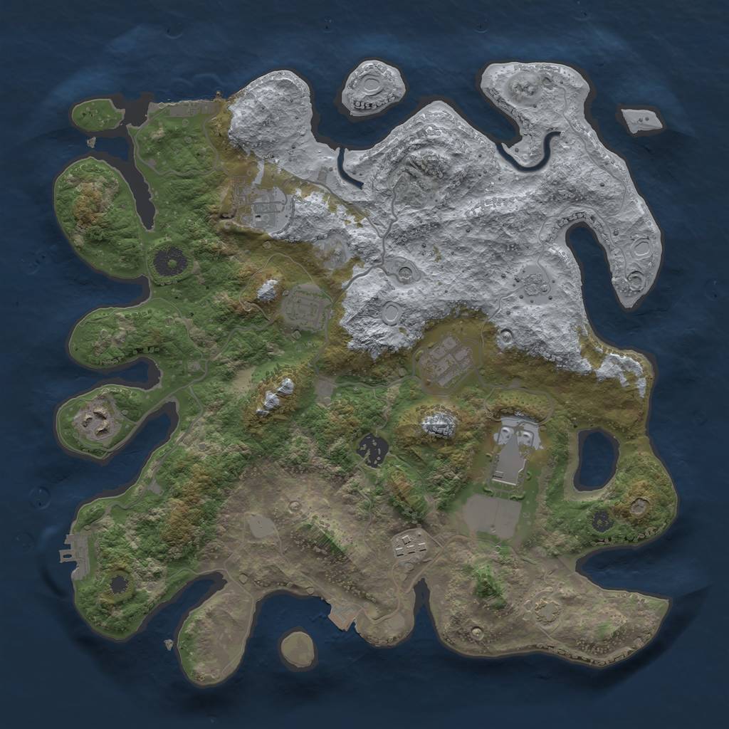 Rust Map: Procedural Map, Size: 3500, Seed: 632484744, 15 Monuments