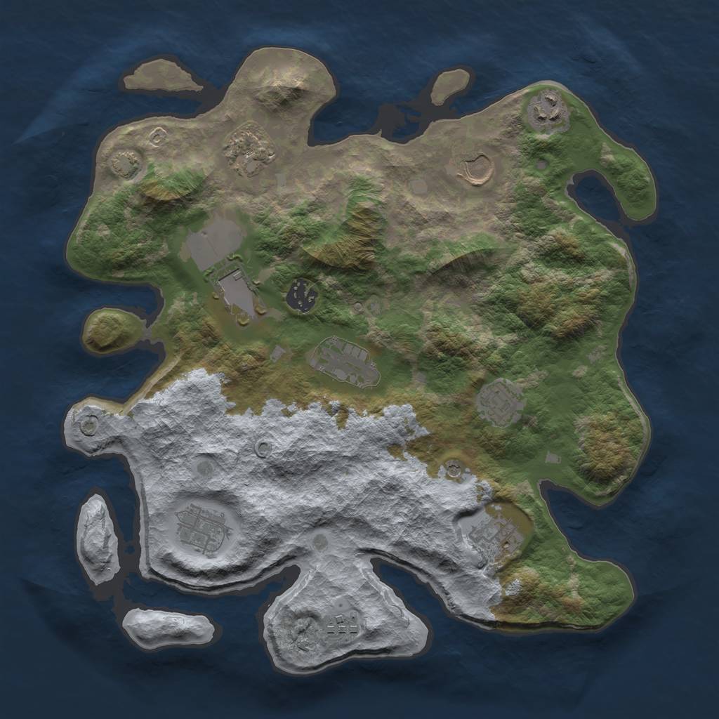 Rust Map: Barren, Size: 3500, Seed: 22452078, 14 Monuments