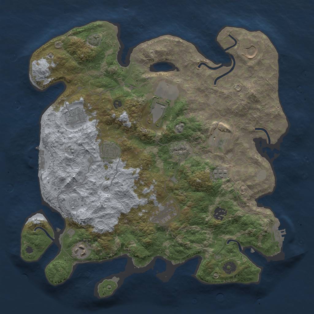 Rust Map: Procedural Map, Size: 3650, Seed: 28477637, 17 Monuments
