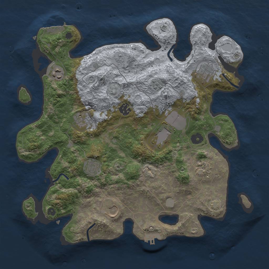 Rust Map: Procedural Map, Size: 3500, Seed: 1330762554, 17 Monuments