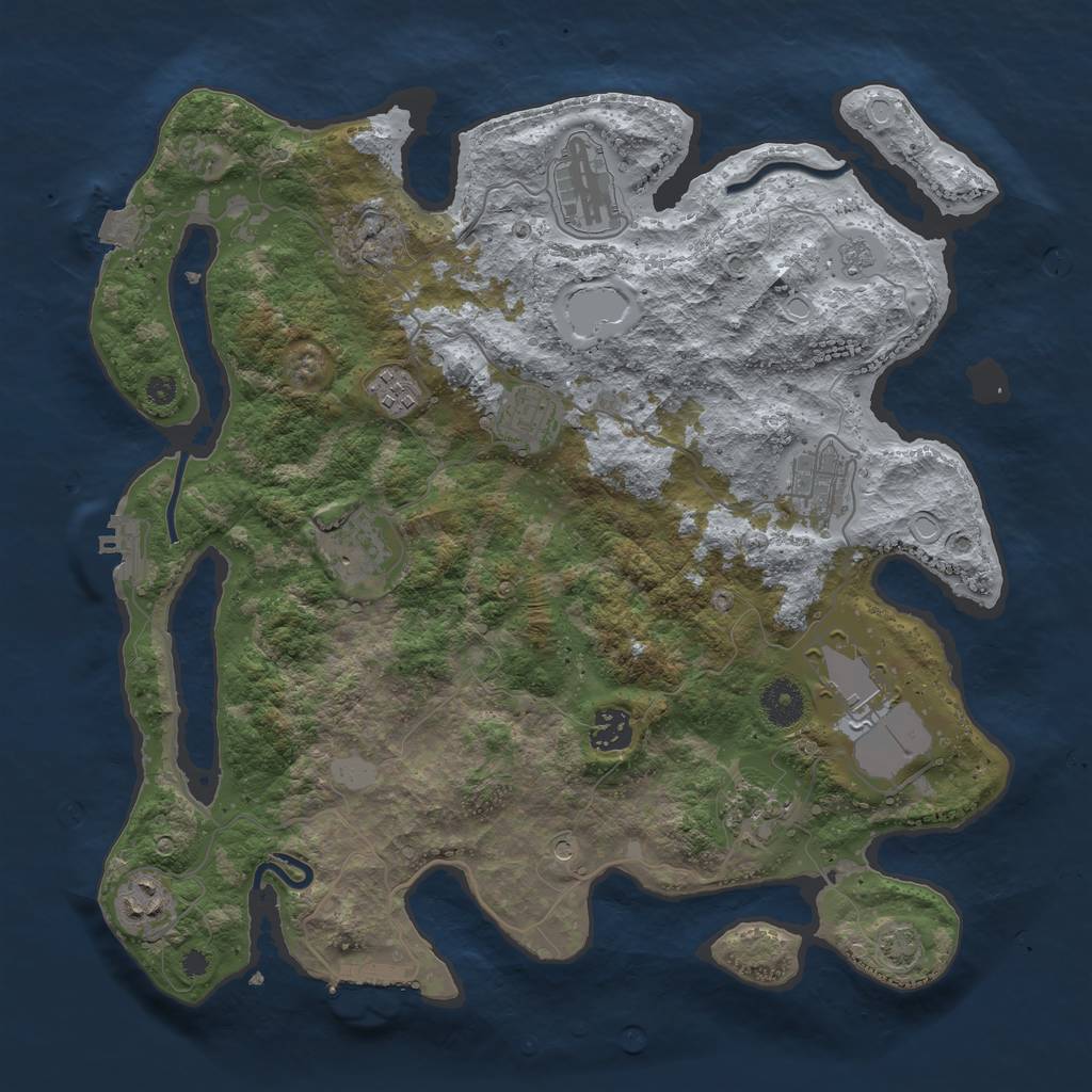 Rust Map: Procedural Map, Size: 3700, Seed: 66878437, 17 Monuments