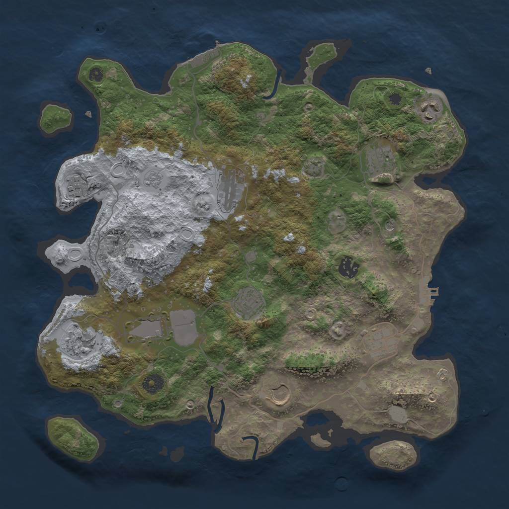 Rust Map: Procedural Map, Size: 3700, Seed: 1494190503, 18 Monuments
