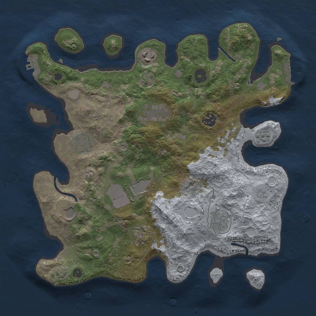 Rust Map: Procedural Map, Size: 3500, Seed: 58020, 17 Monuments