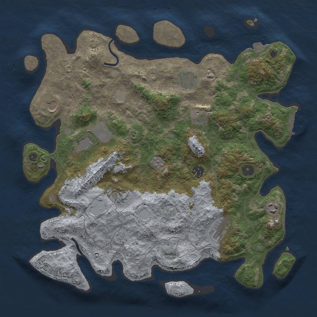Rust Map: Procedural Map, Size: 4000, Seed: 681666296, 16 Monuments