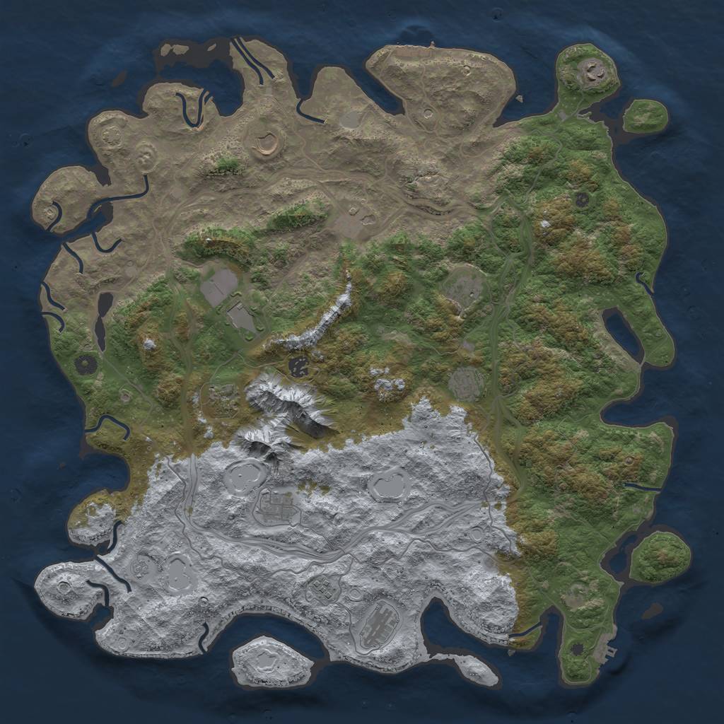 Rust Map: Procedural Map, Size: 5000, Seed: 2117676811, 19 Monuments