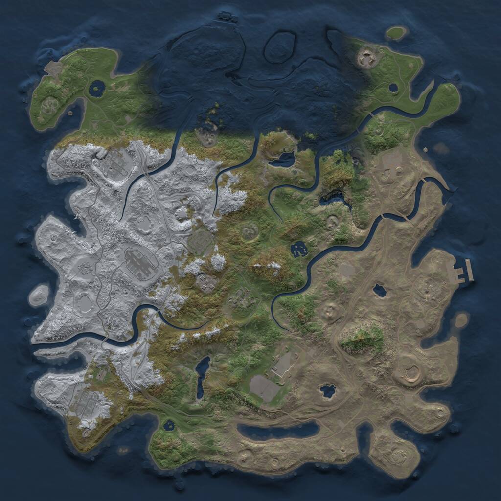 Rust Map: Procedural Map, Size: 4500, Seed: 1165839189, 17 Monuments