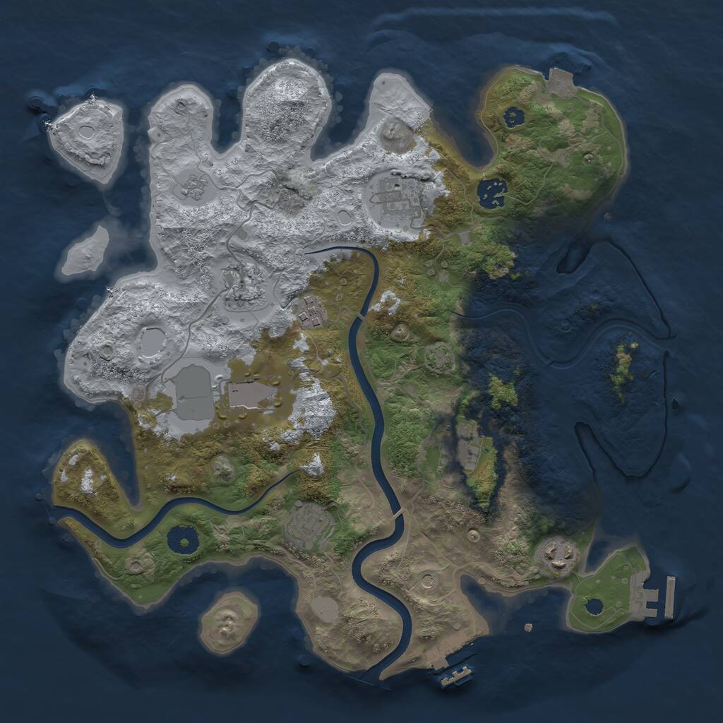 Rust Map: Procedural Map, Size: 3500, Seed: 51118857, 14 Monuments