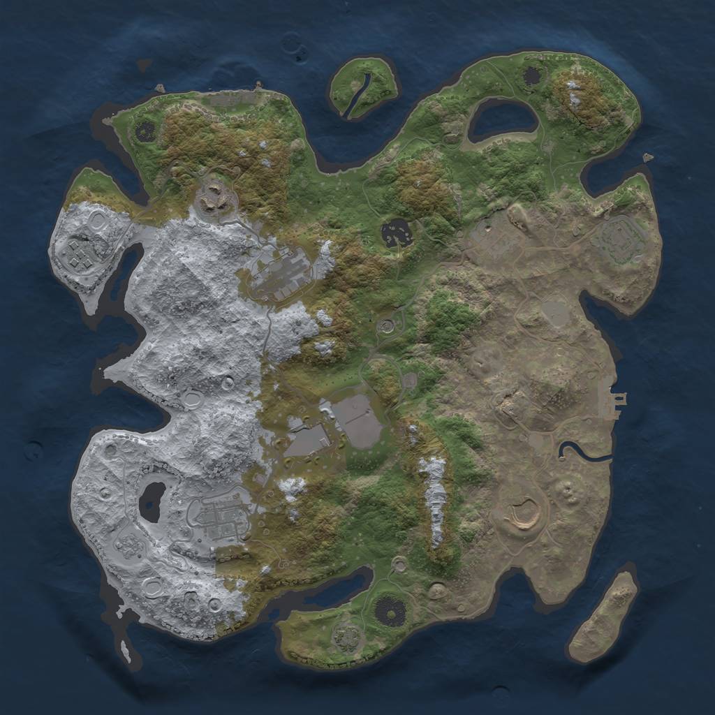 Rust Map: Procedural Map, Size: 3500, Seed: 374632900, 17 Monuments