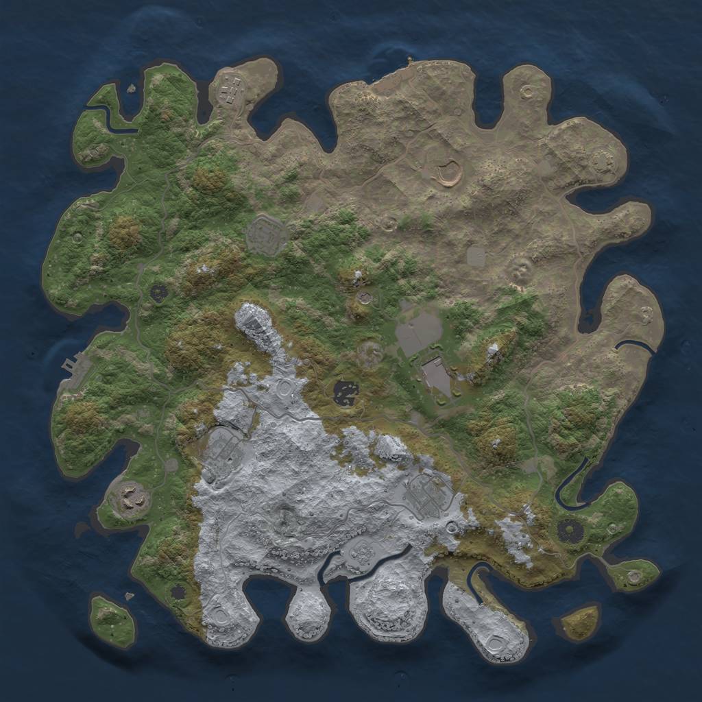 Rust Map: Procedural Map, Size: 4000, Seed: 784136, 16 Monuments