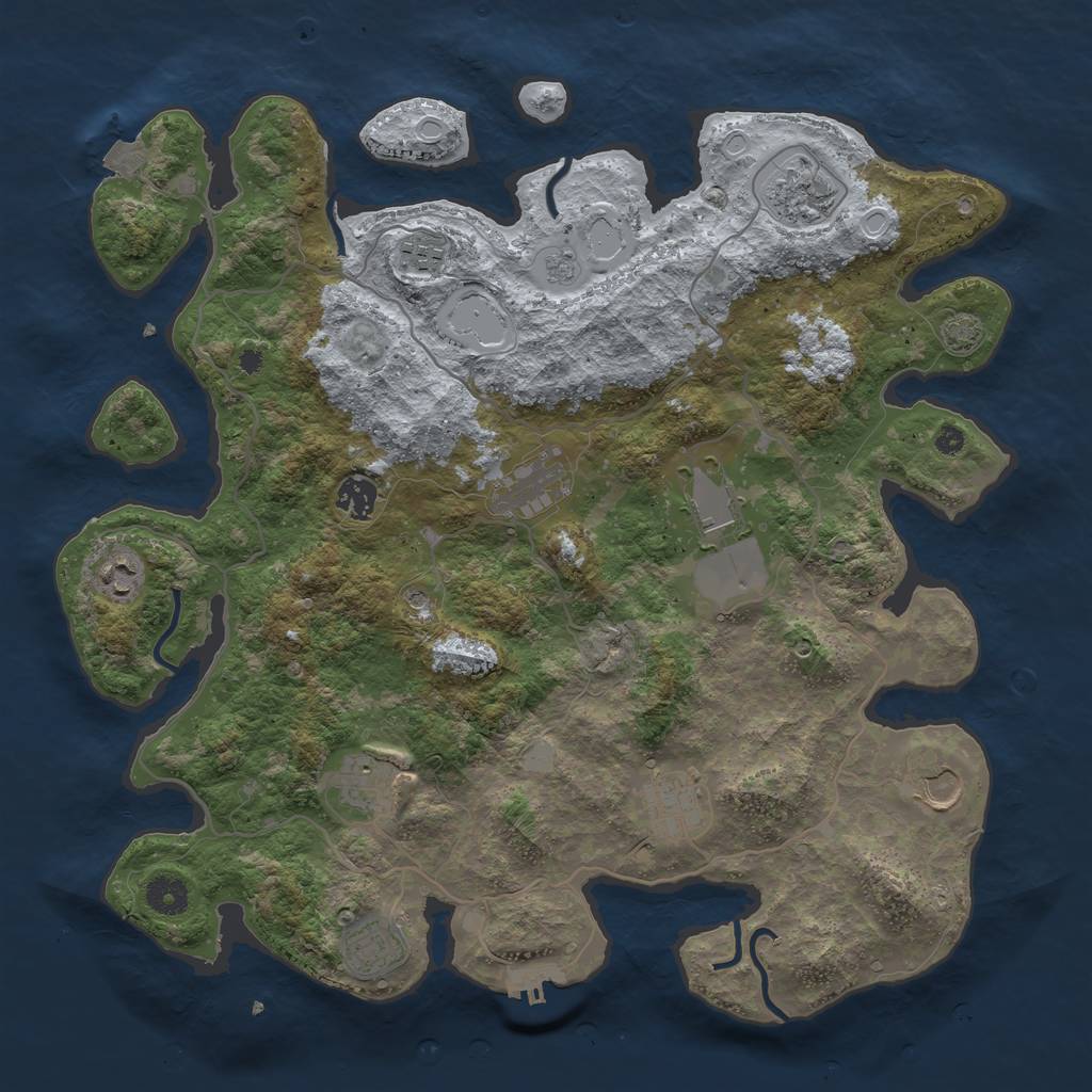 Rust Map: Procedural Map, Size: 4000, Seed: 543096829, 17 Monuments