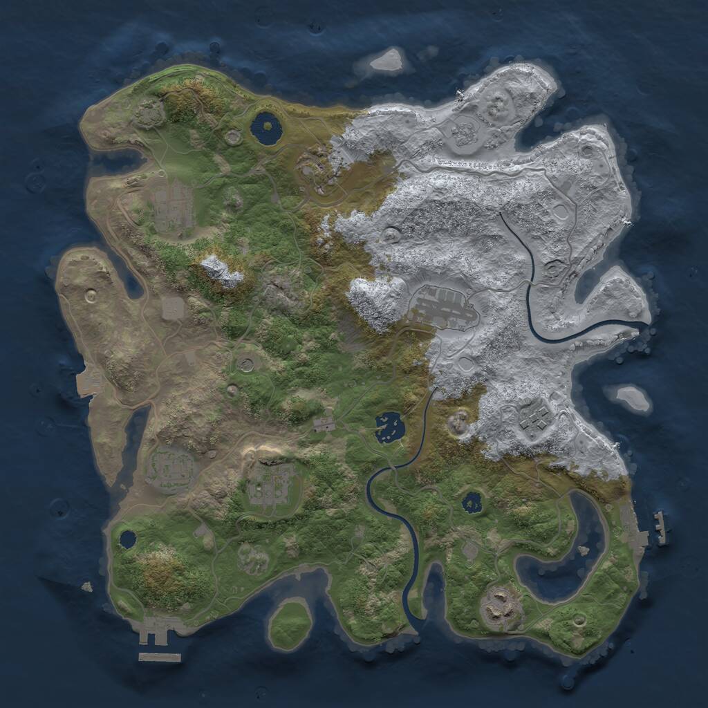 Rust Map: Procedural Map, Size: 3400, Seed: 83830723, 14 Monuments