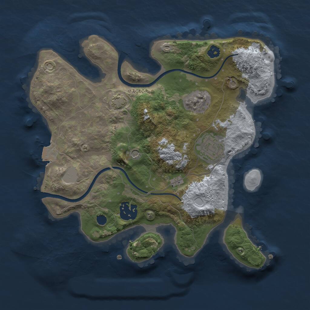 Rust Map: Procedural Map, Size: 2500, Seed: 382942364, 5 Monuments