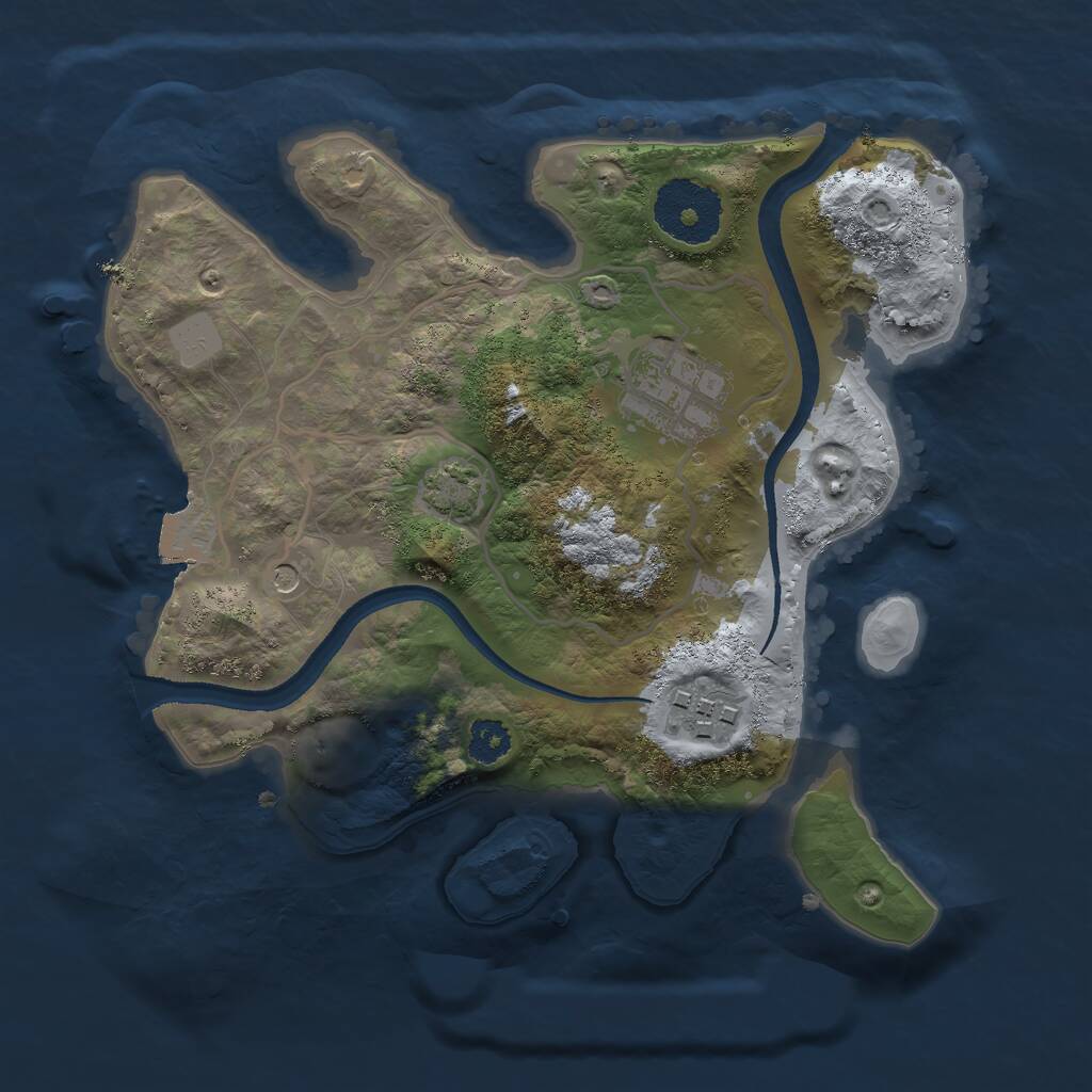 Rust Map: Procedural Map, Size: 2500, Seed: 382942364, 5 Monuments
