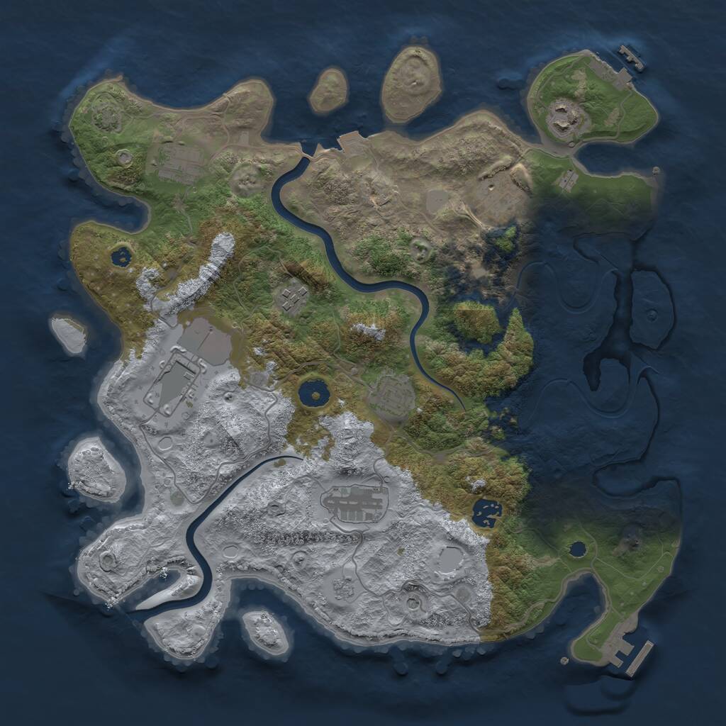 Rust Map: Procedural Map, Size: 3700, Seed: 1886033478, 14 Monuments