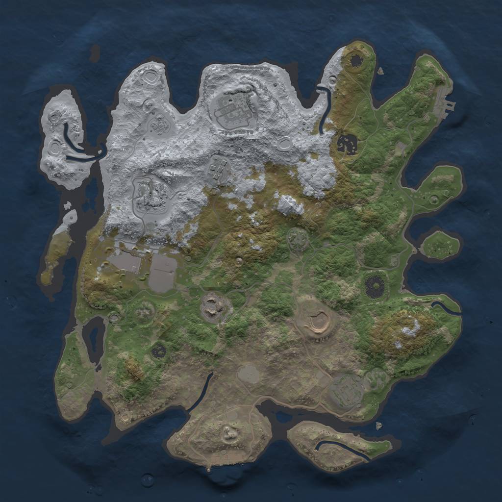 Rust Map: Procedural Map, Size: 3500, Seed: 2123945204, 15 Monuments