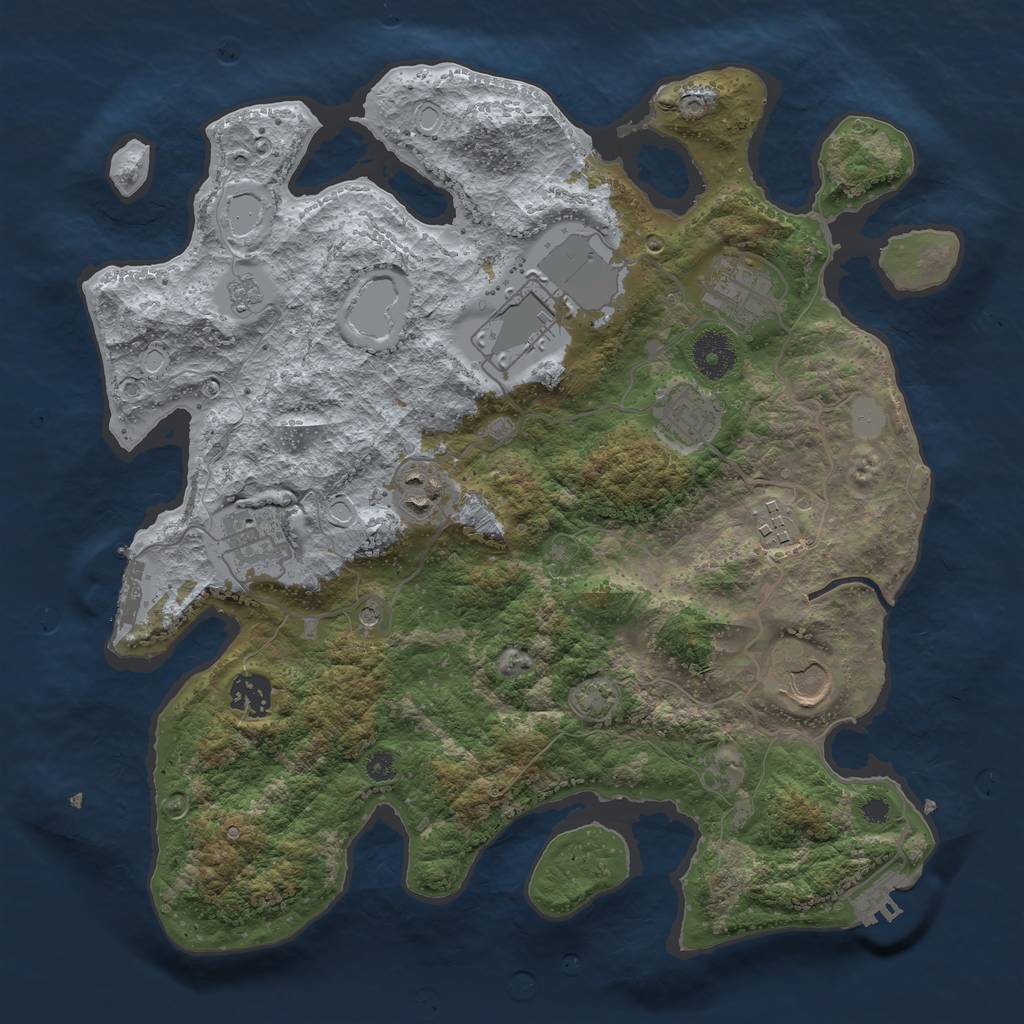 Rust Map: Procedural Map, Size: 3500, Seed: 1247667500, 16 Monuments