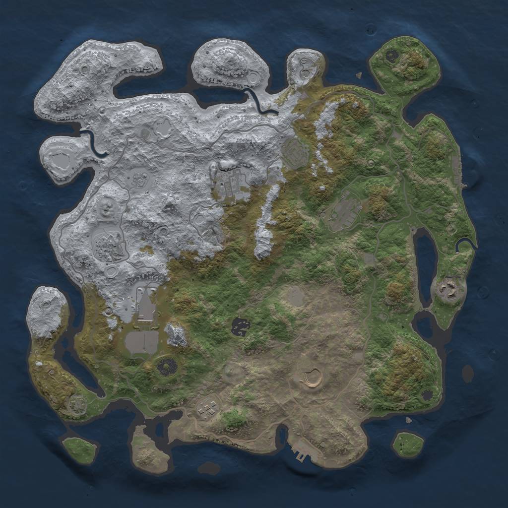 Rust Map: Procedural Map, Size: 4000, Seed: 225341755, 17 Monuments