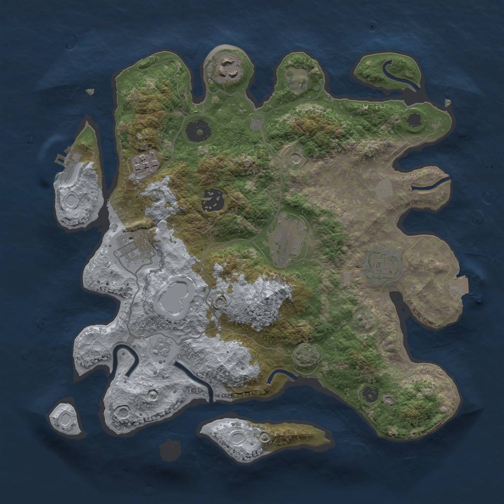 Rust Map: Procedural Map, Size: 3200, Seed: 907583758, 13 Monuments