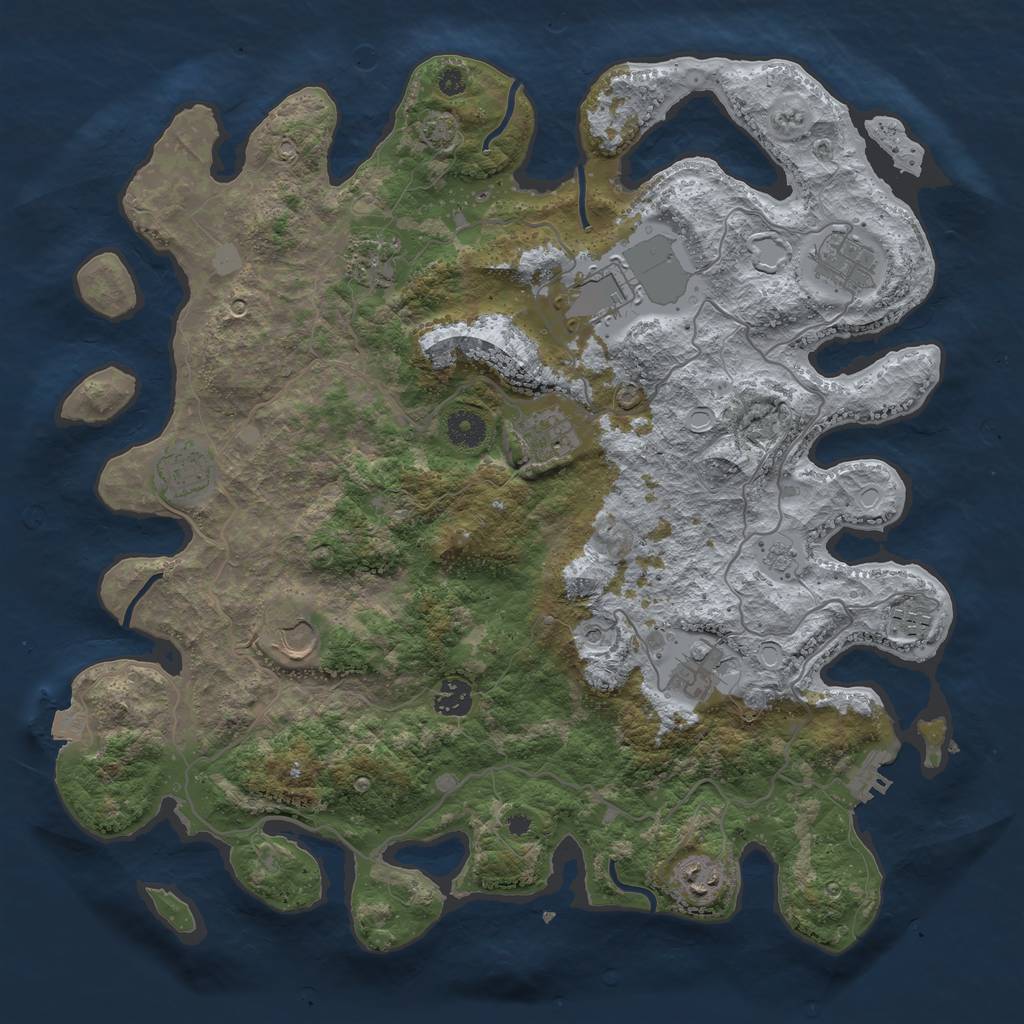 Rust Map: Procedural Map, Size: 4000, Seed: 324470019, 17 Monuments