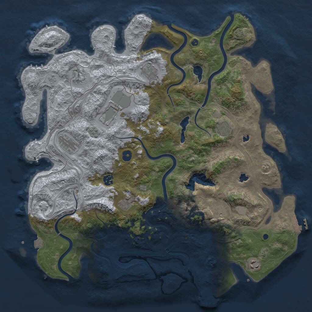 Rust Map: Procedural Map, Size: 4500, Seed: 648947267, 16 Monuments