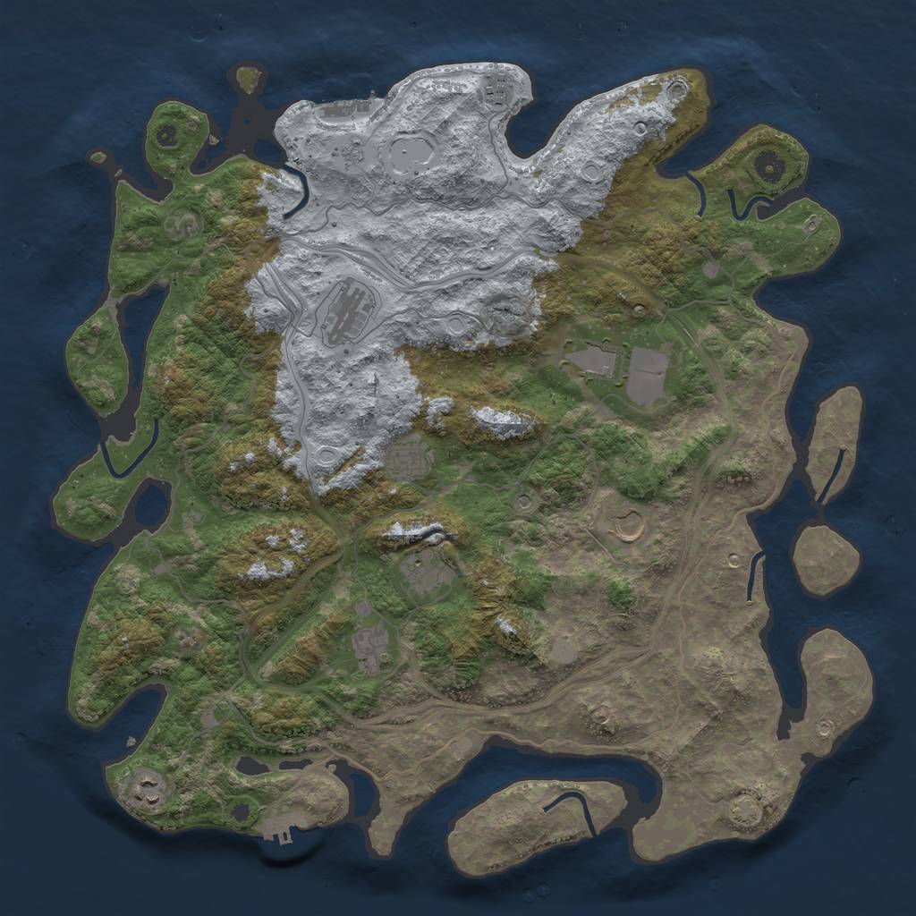 Rust Map: Procedural Map, Size: 4400, Seed: 46972427, 16 Monuments