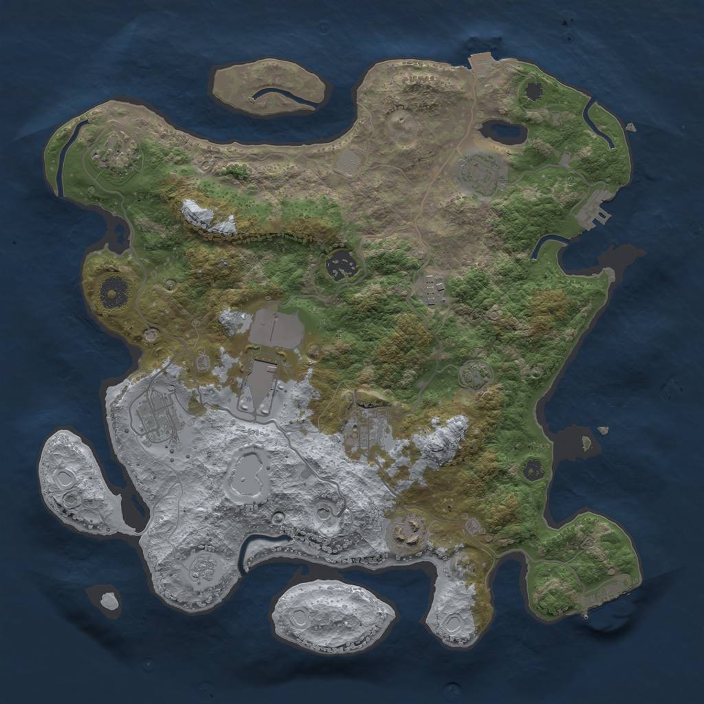 Rust Map: Procedural Map, Size: 3500, Seed: 11255298, 16 Monuments