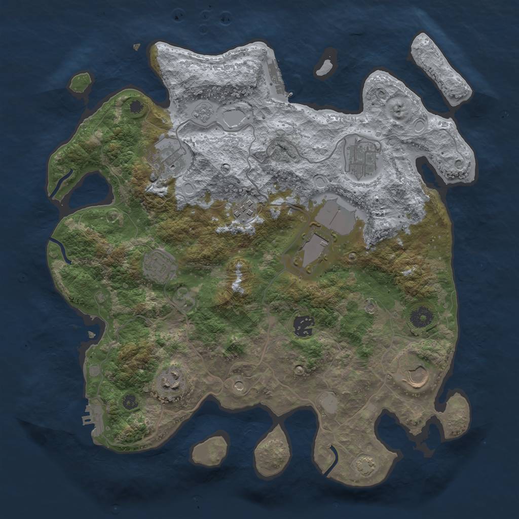 Rust Map: Procedural Map, Size: 3550, Seed: 42347445, 16 Monuments