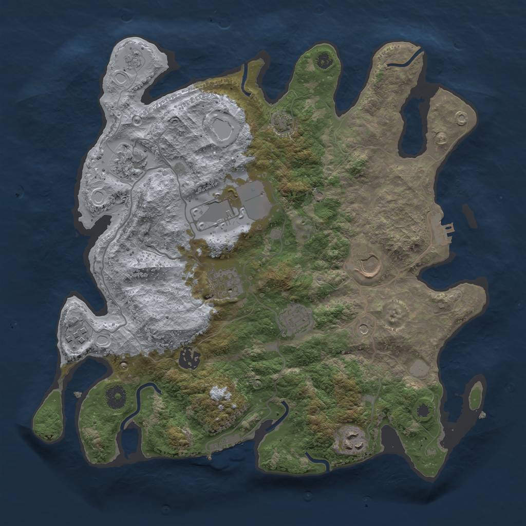 Rust Map: Procedural Map, Size: 3550, Seed: 80277401, 16 Monuments