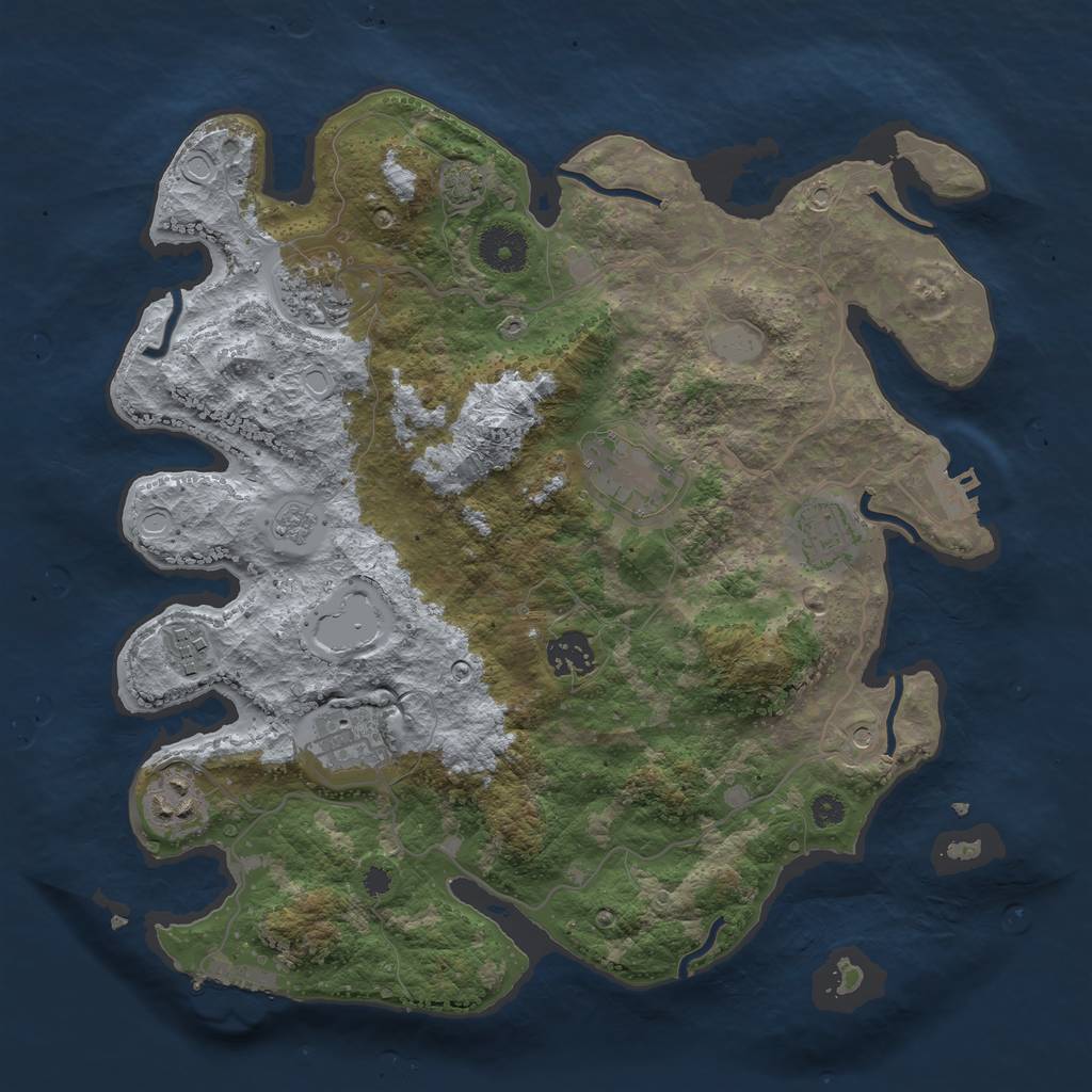 Rust Map: Procedural Map, Size: 3450, Seed: 91890607, 15 Monuments