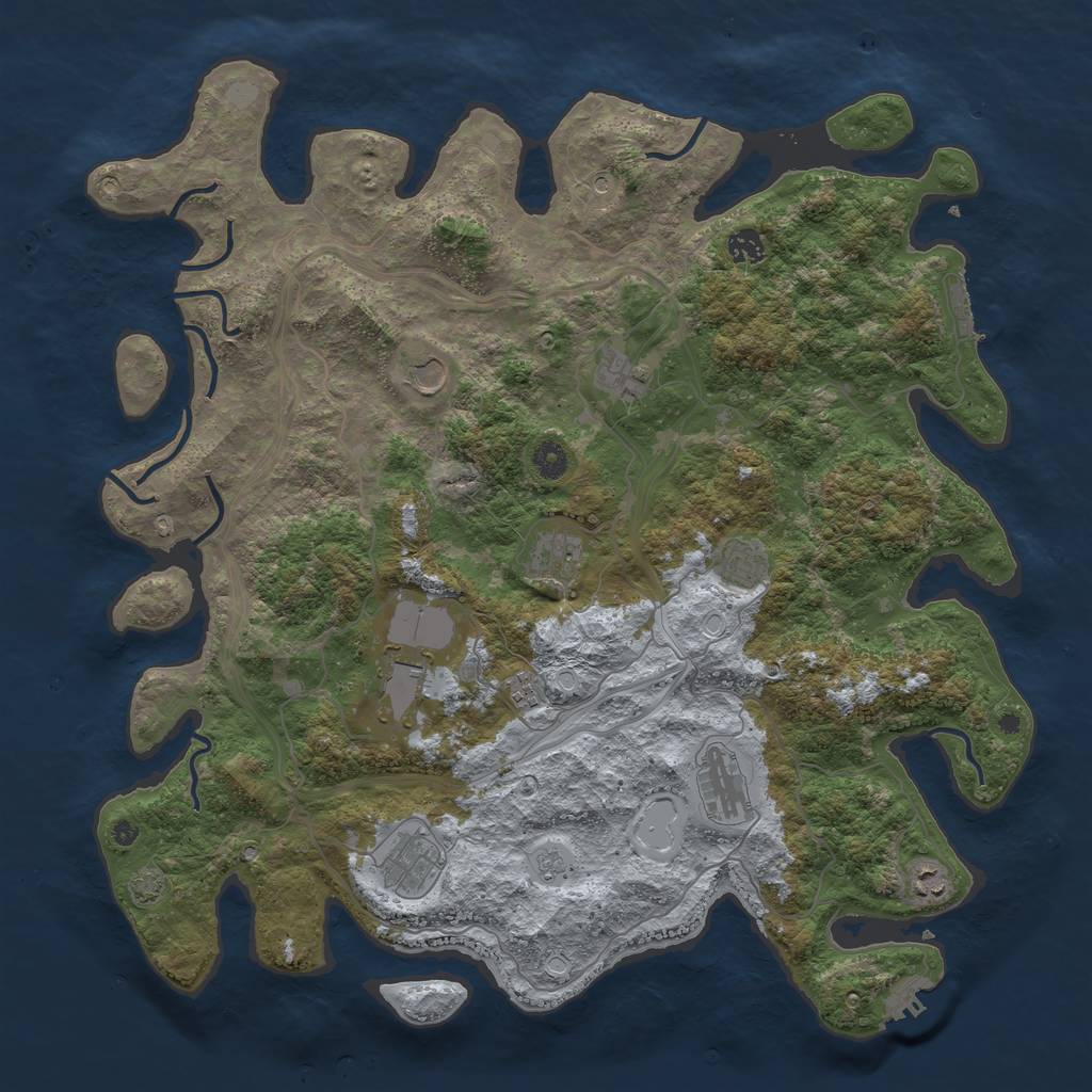 Rust Map: Procedural Map, Size: 4500, Seed: 12777, 18 Monuments