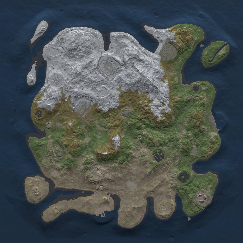 Rust Map: Procedural Map, Size: 3450, Seed: 20499196, 14 Monuments